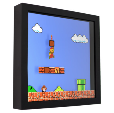 Super Mario Bros. - 3D Shadow Box Frame (9'' x 9'') Wall Art for Gamers