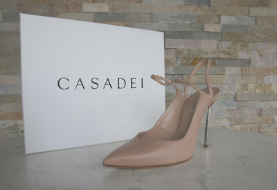 CASADEI Gr 40 Slingpumps Heels Slingbacks Schuhe hautfarben neu ehem. UVP 650  