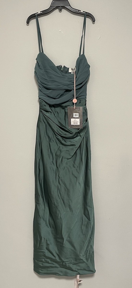 house of cb dark green dress Teia Size XS Corset Midi Pine DISCOUNTABLE