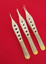 3 ADSON 1X2+DRESSING +ADSON BROWN TISSUE PLASTIC SURGERY FORCEP FENESTRATED GOLD