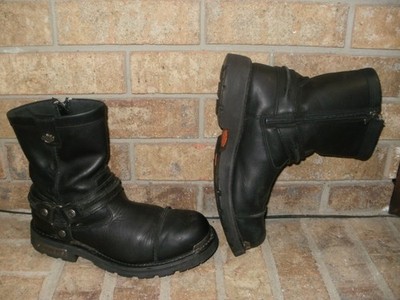 Harley Davidson Fletcher Harness Boots Men 10.5 M/Side Zip Black 96073 MSRP$200