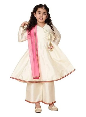 Indian Beautiful Trending Girls Dupion Kurtis Palazzo Dupatta set For Kids Girls