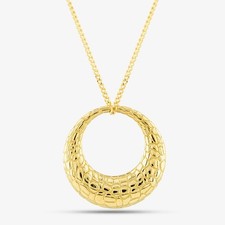 9ct Yellow Gold Snake Skin Textured Open Circle Necklace GP2292 GN184