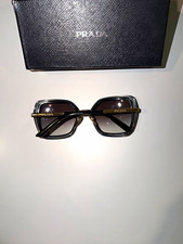 PRADA Women s Oversized Square Sunglasses Black Frame Gray Tinted Lenses