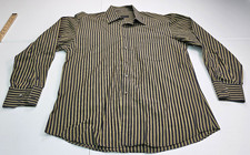 Gucci Long Sleeve Black & Gold Striped Dress Shirt Vintage Italy Mens 42 16.5