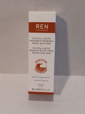 REN Clean Skincare Glycol Lactic Radiance Renewal Mask With AHA 1.7 Oz Brightens
