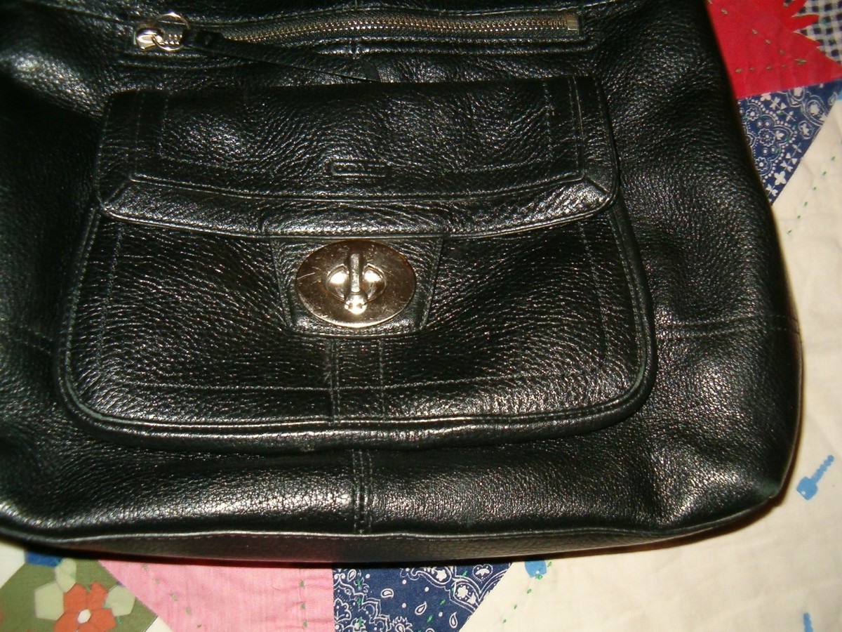 Red COACH Hampton F15694 Pebbled Leather Turnlock Shoulder Bag