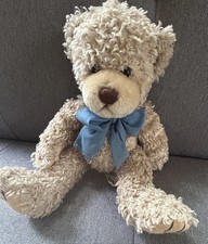 First  Main Scraggles Teddy Brown Bear 11" Stuffed Animal Plush Toy Blue Ribbon