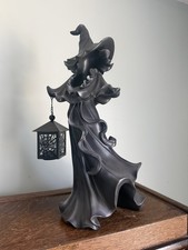 Cracker Barrel Black Witch W/ LED Lantern Gothic Spooky Halloween Decor Heavy