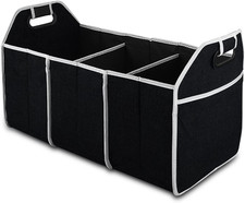 Car Trunk Organizer, Portable Foldable Waterproof Auto Storage Bag with 3 Compar