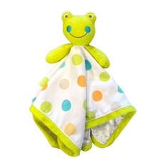 Baby Starters Polka Dot Frog Plush Lovey Rattle Toy Satin Back Security Blanket