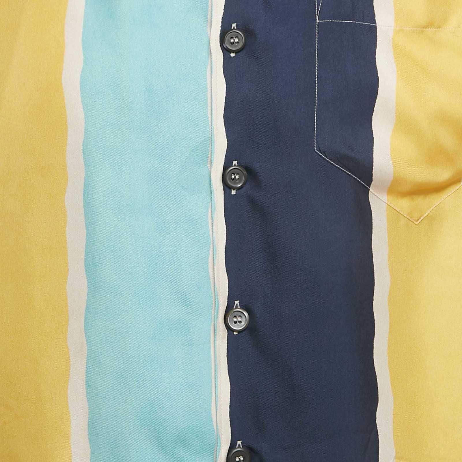 Prada Multicolor Striped Silk Bowling Shirt S thumbnail 3