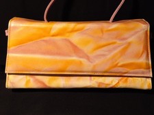 Marble Color Shoulder/Clutch/Crossbody Handbag From Italy Orange/Pink I. ID
