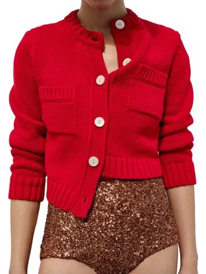 Statement Pocket Knit Cardigan von ZARA: Farbe: ROT: GRÖSSE: SMALL