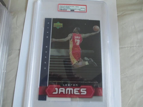 2003 UD LEBRON JAMES SPORTS COLL MAGA HOLO JUMBO ROOKIE CARD PSA 8 NM/ MINT