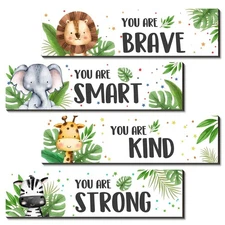 UBLURO 4 Pieces Jungle Animals Wall Art Decors - Motivational Wall Art，Ju