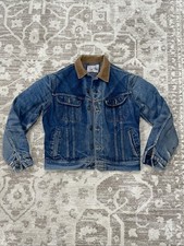 Vtg Lee Storm Rider Jean Jacket Blanket Lined Trucker Coat Men  s 42L Distressed