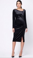 Seraphine Brand New Midi Black Velvet MaternityDress Size 12 BNWT
