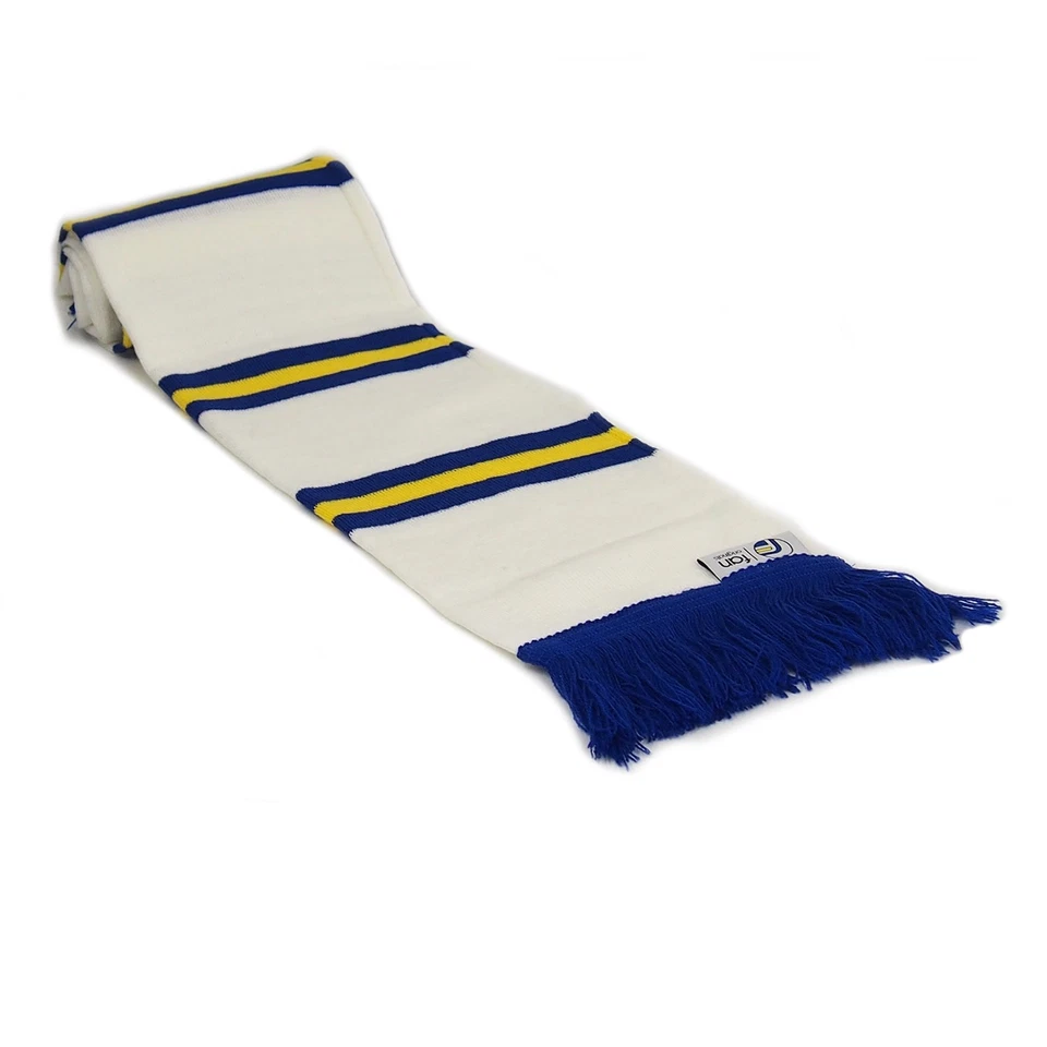 Fan Originals Retro Football Bar Scarf in Leeds Colours White Blue Yellow