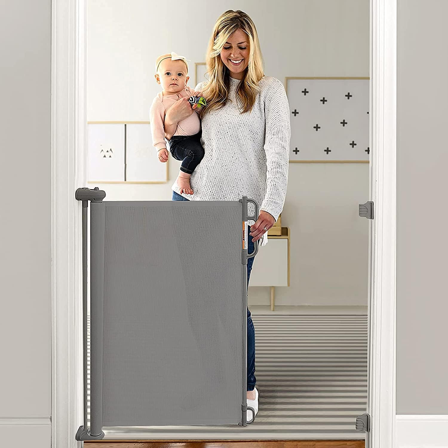 Momcozy Retractable Baby Gate, Mesh Baby Gate or Mesh Dog Gate, 33"" Tall,Extends
