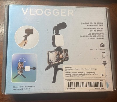 Vlogger Pro Desktop Kit Tripod Stand &,Handheld Grip & LED Lamp New In Box