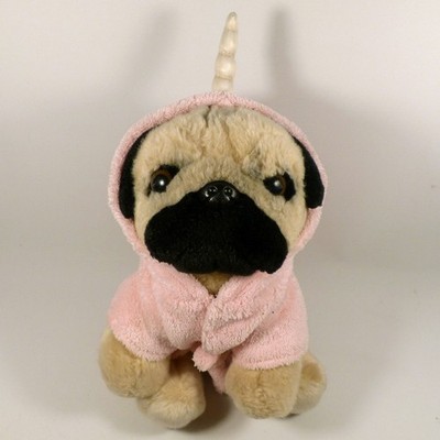 Doug der Mops Plüsch EINHORN rosa Morgenmantel 9 Zoll Welpe Hund Stofftier [Gund]