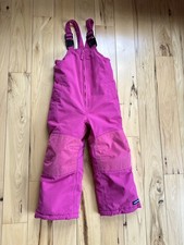 Lands End Pink The Squall Insulated Snow Bib Girls Sz 4 Outdoor Iron Knees