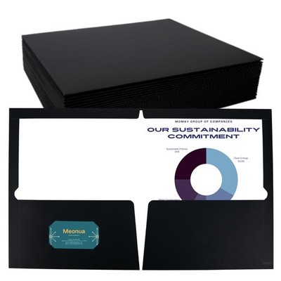 Two-Pocket Folders Black Glossy Laminated Letter Size Holds 100 Sheets 50 Box