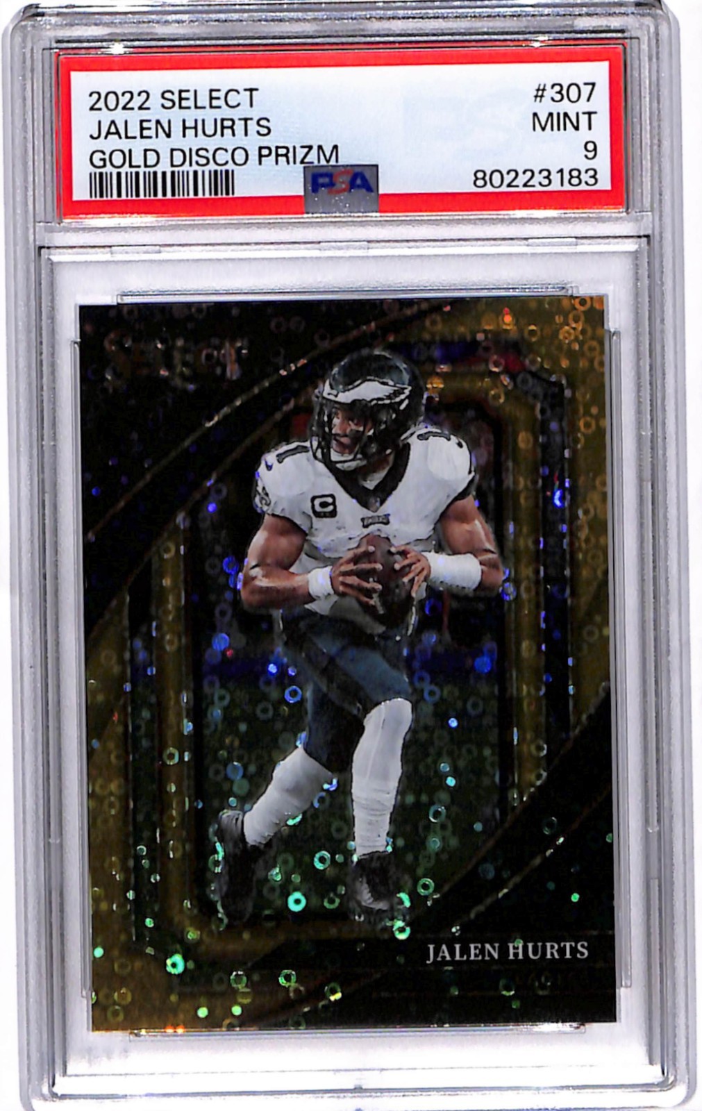 2022 Panini Select - Suite Level Jalen Hurts #307 Gold Disco Prizm /10 PSA 9