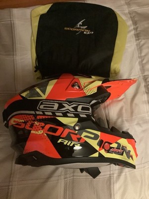 Moto Cross Enduro Motard Scorpion Exo Air Vx Evo Helm + AXO Brille Maske