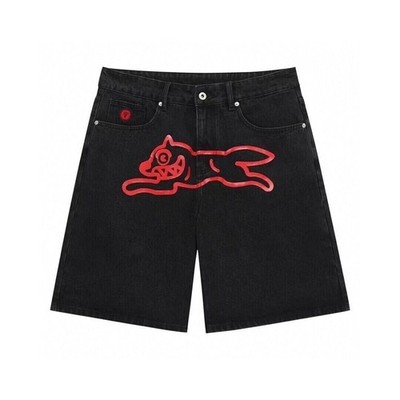 BBC IceCream Run Dog Denim Shorts Mens Hip Hop Jeans Light Blue
