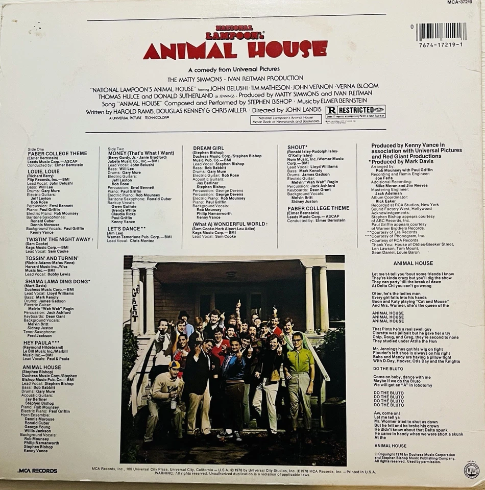 Animal House Original Motion Picture Soundtrack 1981 LP vinyl record MCA 37219 - Image 2 of 4