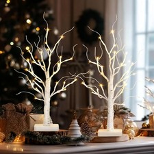 Small Christmas Tree With Lights 2ft Birch Tree White 24 Leds Next Day Delivery