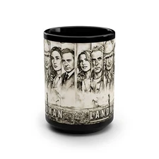 Landman TV Series Cast 15oz Black Coffee Mug — Vintage Sketch Poster