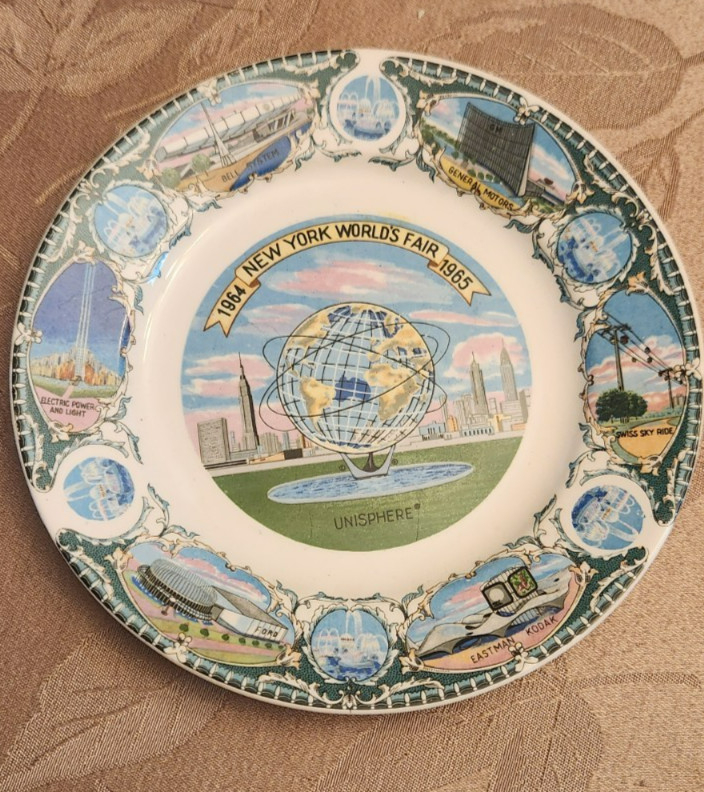New York World's Fair 1965 "Unisphere" Commemorative Plate Vintage 1964 NY Expo
