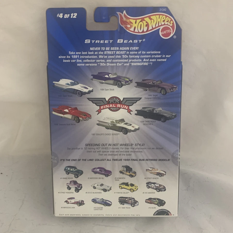 Hot Wheels HW 1999 FINAL RUN #4/12 STREET BEAST Last Production #21342 - Image 2 of 4