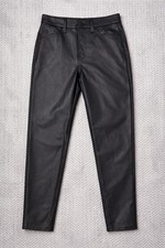 Old Navy Faux Leather Black Pants Women s 6 O.G. Straight Leg High Rise Stretch