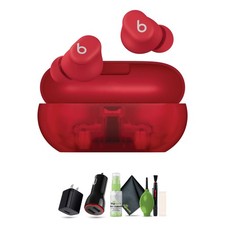 Beats Solo Buds, Wireless Bluetooth Earbuds Transparent Red Bundle With More