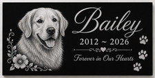 Personalized Dog Memorial Stone Granite Grave Marker Photo Engraved 6x12