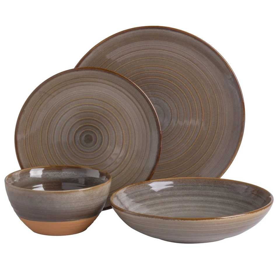 16 Piece Dreamweaver Double Bowl Terracotta Reactive Dinnerware Set - Earthy ... - Image 2 of 4
