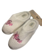 Dluxe by Dearfoams Slippers Mules White Comfort Be Mine Slip On  Women  s S 5-6