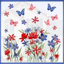 Mfault 4th of July Summer Wild Flower Patriotic Window 