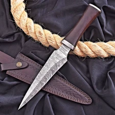 CUSTOM MADE HAND FORGED DAMASCUS STEEL BOOT HUNTING DAGGER KNIFE EDC HH-125