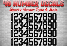 0-9 Numbers Vinyl Sticker Decal Sheet , 40 Total Numbers, Sport Number Type