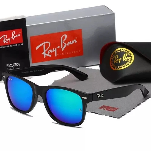 Unisex Adults 55-16 145mm Ray-Ban Justin 2140 Men's Sunglasses - Black/Blue UK - Picture 25 of 31