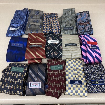 Lot of 15 Designer Neck Ties Casual Dress Assorted Brands EUC AR161-15