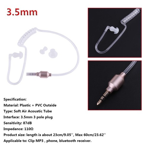 Monaural 3.5mm Headphone Air Tube In Ear Anti-radiation Earphone (Silver) - Zdjęcie 4 z 6