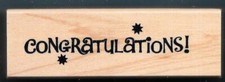 CONGRATULATIONS FLOWERS Gift Tag CARD WORDS Occasion Unbranded wood RUBBER STAMP