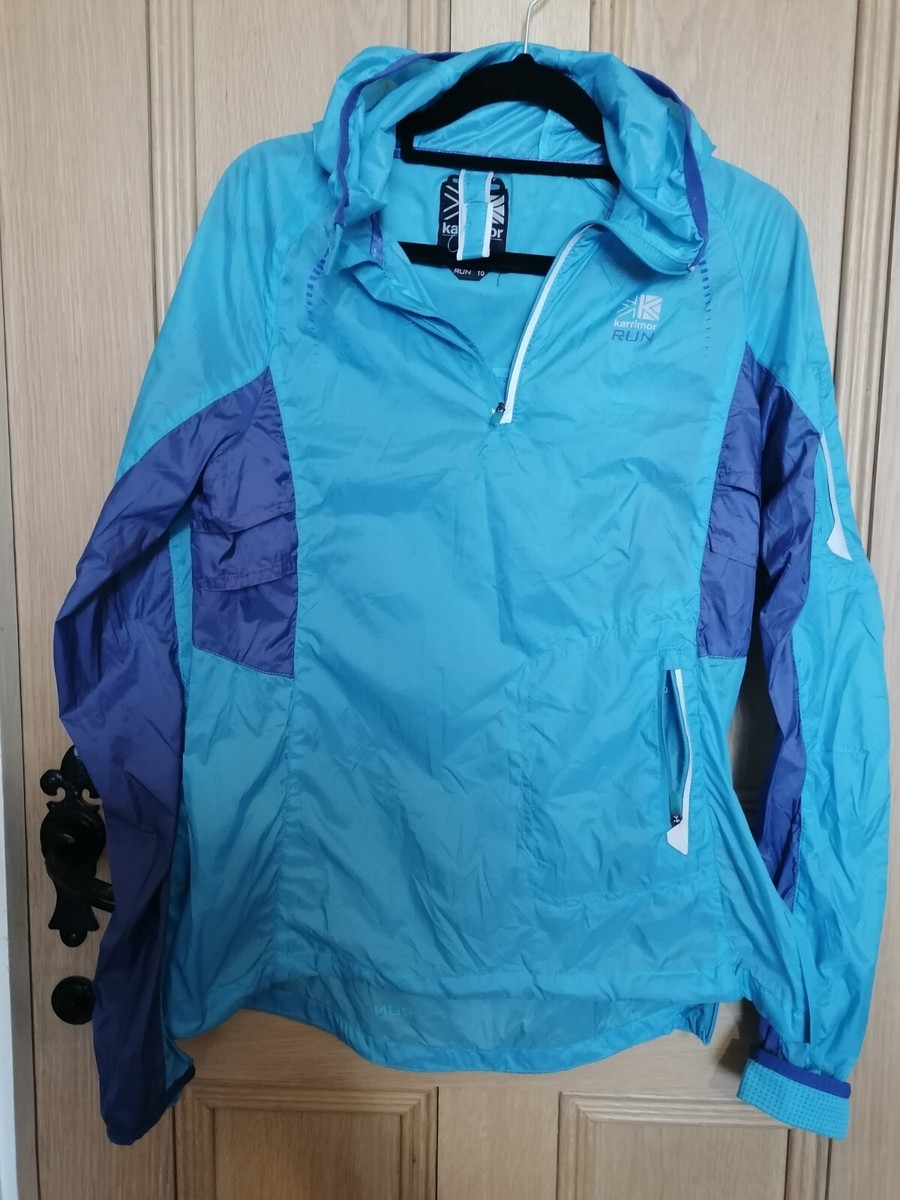 Karrimor Xlite Ladies Running Jacket Hood 10 Blue Purple UK