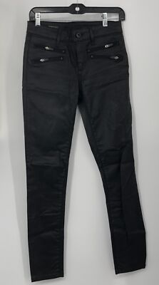 DL1961 Florence Instasculpt Skinny in Epiphany Coated Black Pants sz 27
